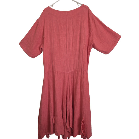 VTG La Bass Coral Linen Dress XL Oversized Statement Lagenlook ITALY NWT Artsy - Picture 8 of 16